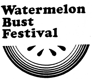 Watermelon Bust Festival logo with seeds.