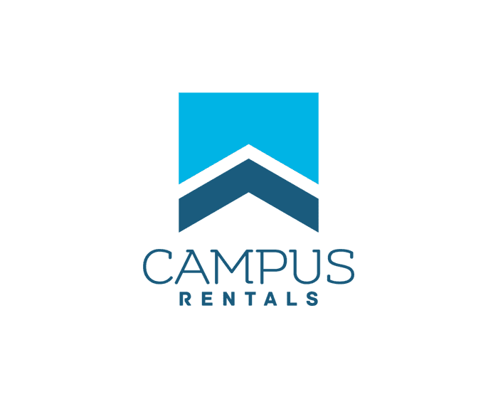 Campus Rentals logo with blue design.