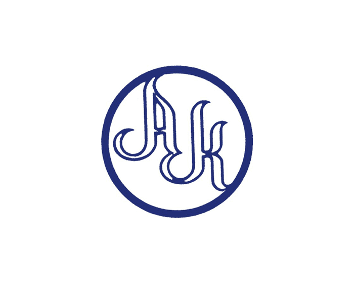 Stylized logo with letters "AJK" in circle.
