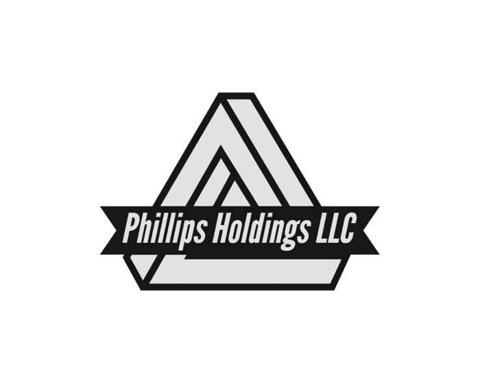 Phillips Holdings LLC black and white logo.